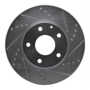 Mazda 3 Brake Rotor (1) - Front Right - R1 Concepts - Drilled & Slotted - Silver - `14-`24